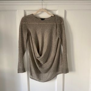 Theory, gray knit, sheer, light sweater, size P/TP